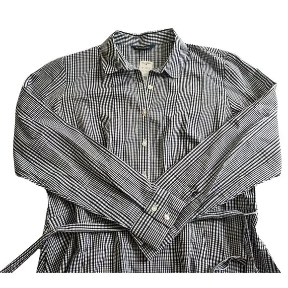 NWT BROOKS BROTHERS Grey Spirit Tartan Gingham LongSleeve Midi Shirtdress Sz 14P - Picture 6 of 10